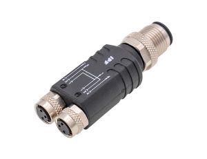 Rozdzielacz, 19x56x19mm, 2x M8 3-pin, M12 4-pin, IP67, 4A VK000058