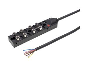 Rozdzielacz, 23x144x31mm, 10-30V DC, 8x M8 3-pin, stały rozdzielacz kabla / podłączony kabel magistrali, IP67 VK001108