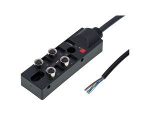 VK001107 Rozdzielacz, 23x103x31mm, 10-30V DC, 4x M8 3-pin, stały rozdzielacz kabla / podłączony kabel magistrali, IP67