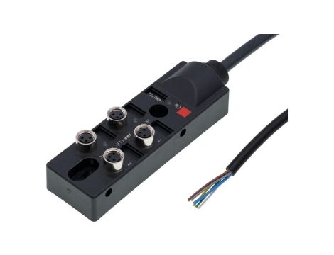 VK001107 Rozdzielacz, 23x103x31mm, 10-30V DC, 4x M8 3-pin, stały rozdzielacz kabla / podłączony kabel magistrali, IP67