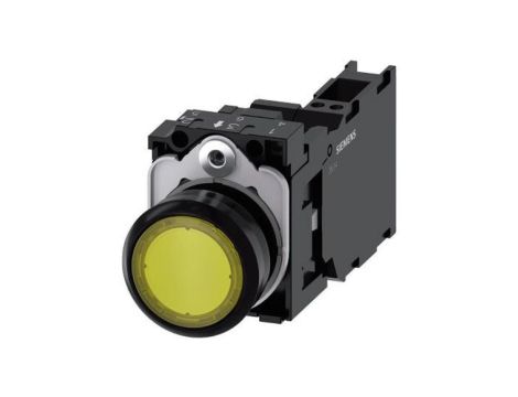 SIRIUS ACT, PRZYCISK PODŚWIETLANY, 22MM, OKRĄGŁY, TWORZYWO, ŻÓŁTY, PŁASKI, Z SAMOPOWROTEM, Z UCHWYTEM, 1NO+1N 3SU1102-0AB30-3FA0