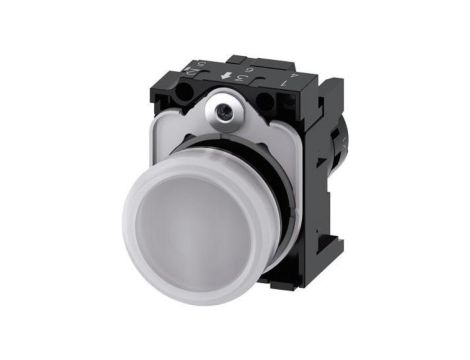 SIRIUS ACT, LAMPKA SYGNALIZACYJNA, KOMPAKTOWA, 22MM, OKRĄGŁA, TWORZYWO, BIAŁA, Z SOCZEWKĄ, GŁADKA, Z UCHWYTEM 3SU1201-6AB60-1AA0