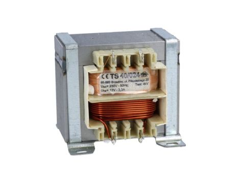 TS40/024 Transformator sieciowy 230VAC, 12V, 3,3A Wyprowadzenie oczkowe