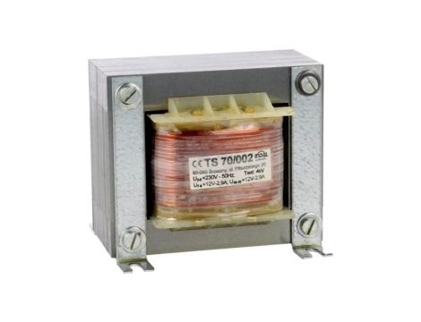TS70/002 Transformator sieciowy 70VA, 230VAC, 12V, 12V, 2,9A - 2,9A śrubowy