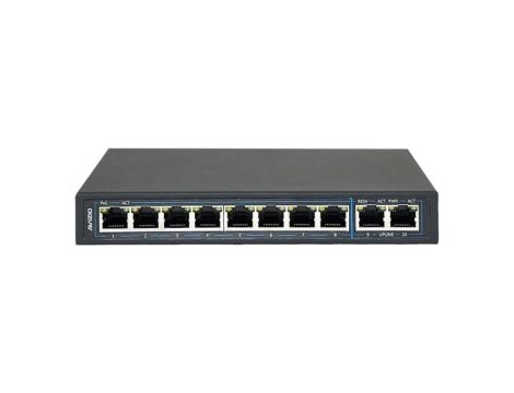 Switch PoE Desktop 10x port RJ45 (Gigabit Ethernet 1000Mb/s, w tym 8x PoE+ i 2x Uplink) przełącznik niezarządzalny AVIZIO