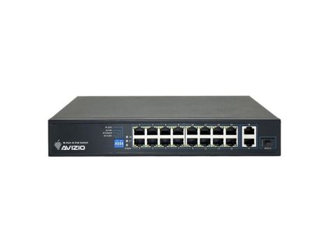 Switch PoE Desktop 18x port RJ45 (16x PoE+ 100Mb/s i 2x Uplink Gigabit Ethernet ) przełącznik niezarządzalny AVIZIO