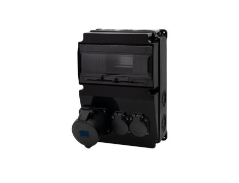 Rozdzielnica czarna LAGO 10M SCENIC - gniazda proste 32A 3p, 2x230V /10 modułów/