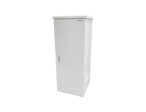 Zewnętrzna szafka rack IP55, stojąca 19 32U 600x600, 4 belki nośne, 4 przepusty kablowe, kolor szary