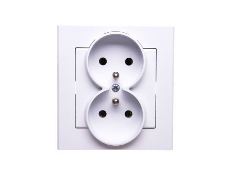 SONATA Gniazdo podwójne z uziemieniem kompletne z ramką biały mat GP-2RZ/75