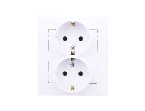 SONATA Gniazdo podwójne z uziemieniem schuko kompletne z ramką biały mat GP-2RS/75