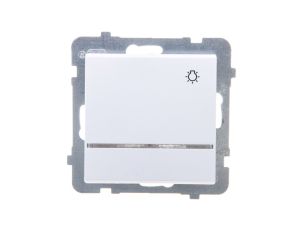 SONATA Łącznik zwierny światło z podświetleniem niebieskim biały mat ŁP-5RS/m/75