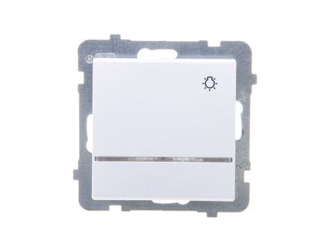 SONATA Łącznik zwierny światło z podświetleniem niebieskim biały mat ŁP-5RS/m/75