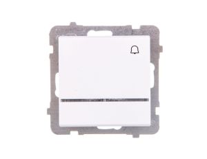 SONATA Łącznik zwierny dzwonek z podświetleniem niebieskim biały mat ŁP-6RS/m/75