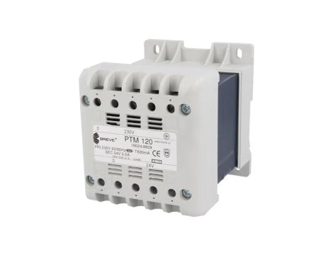 PTM120/230/24V Transformator sieciowy 120VA 230VAC 24V na szynę DIN IP21