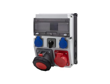 Rozdzielnica CAJA 12M BICOLOR - gniazda 32A 5p, 63A 5p, 2x230V, 0/1(63A) /12 modułów/