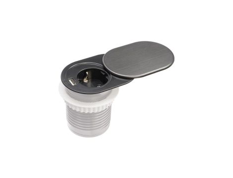 Gniazdo meblowe do zabudowy 1 złącze wtyczkowe 1xUSB A schuko GMZ-2 W-72012