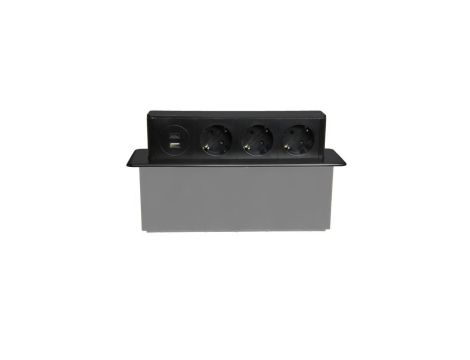 Gniazdo meblowe do zabudowy 3 złącza wtyczkowe schuko 1xUSB A 1xUSB C GMZ/S-5AP W-72015