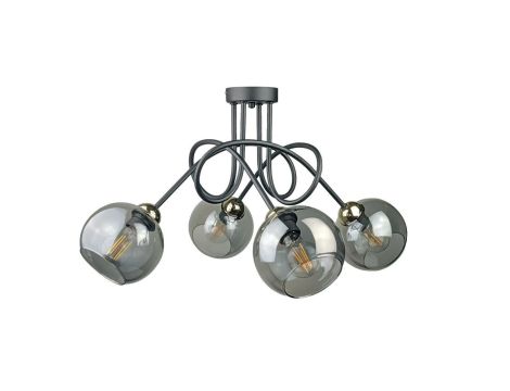Lampa sufitowa nowoczesna 4xE27 RING BLACK/GOLD