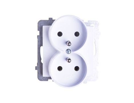 SONATA Gniazdo podwójne z uziemieniem moduł bez ramki biały mat GP-2RRZ/m/75
