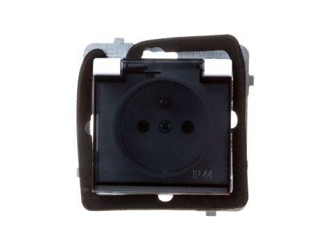 SONATA Gniazdo bryzgoszczelne z uziemieniem IP-44 wieczko przezroczyste biały mat GPH-1RZ/m/75/d