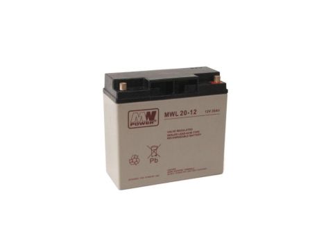 Akumulator 20Ah 12V AGM żywotność 10-12lat MWL 20-12 M5 MW Power