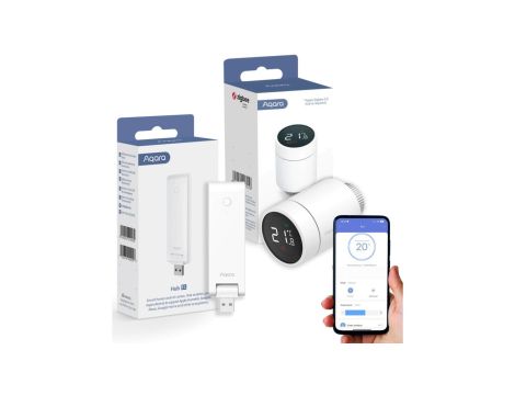 1x Głowica termostatyczna E1 + Centrala Sterująca Hub E1 termostat + bramka, Zigbee 3.0 Zestaw Aqara