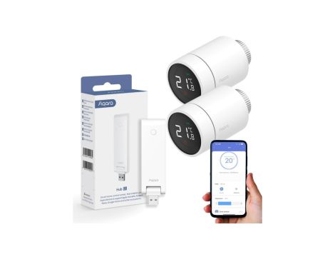 2x Głowica termostatyczna E1 + Centrala Sterująca Hub E1 termostat + bramka, Zigbee 3.0 Zestaw Aqara