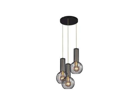 Lampa wisząca ARVI BLACK, druciane klosze na E27, czarno- złota K-4522 Kaja Lighting