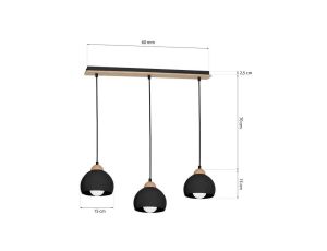 Lampa wisząca na listwie z juty 3xE27 JUTA 4954 TK Lighting