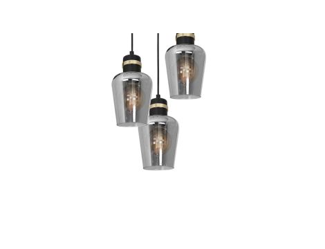 Klasyczny żyrandol SASTO z kloszami czarno-złotymi K-4335 Kaja Lighting