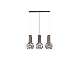 Lampa wisząca ARVI czarna, metalowe klatkowe klosze na E27 nad wyspę kuchenną K-4521 Kaja Lighting