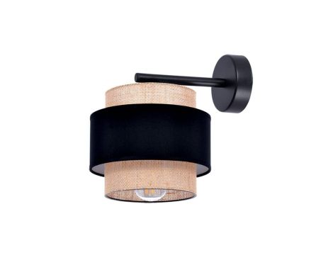 Kinkiet w stylu boho GATO, podwójny abażur E27 czarno-beżowy K-5234 Kaja Lighting