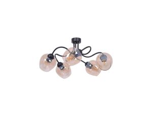Lampa sufitowa DIUNA czarna, szklane bursztynowe klosze na gwint E27 do sypialni K-5191 Kaja Lighting