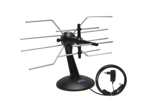 Antena pokojowa aktywna DVB-T/T2 Telkom-Telmor DSP-860 5G Protected z filtrem 5G w zestawie z zasilaczem antenowym ze zwrotnicą