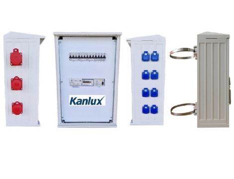 Rozdzielnica budowlana na słup (8X2P+Z, 2X16A/5P, 1X32A/5P) RB40x60-K40-00128Z-SL-KANLUX