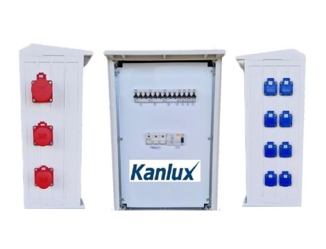 Rozdzielnica budowlana na elewację (8X2P+Z, 2X16A/5P, 1X32A/5P) RB40x60-K40-00128Z-E0-KANLUX