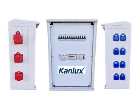 Rozdzielnica budowlana na elewację (8X2P+Z, 2X16A/5P, 1X32A/5P) RB40x60-K40-00128Z-EL-KANLUX