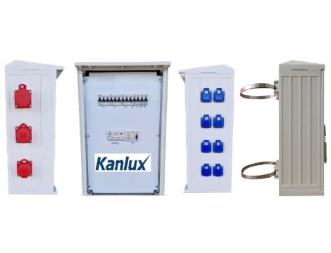 Rozdzielnica budowlana na słup (8X2P+Z, 2X16A/5P, 1X32A/5P) RB40x60-K40-00128Z-S0-KANLUX