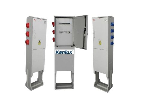 Rozdzielnica budowlana na fundamencie (8X2P+Z, 2X16A/5P, 1X32A/5P) RB40x60-K40-00128Z-FL-KANLUX