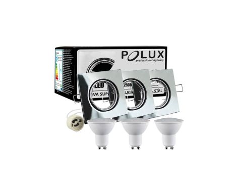 3x Oprawa ruchoma Goldlux kwadrat chrom + żarówka LED GU10 3.5W
