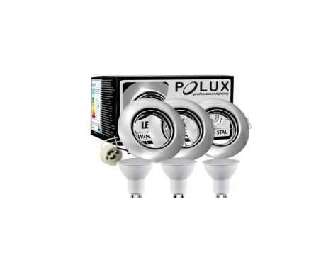 3x Oprawa ruchoma Goldlux okrągła nikiel + żarówka LED GU10 3.5W