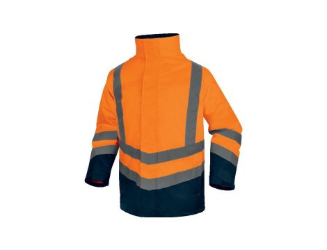 Kurtka ostrzegawcza 5 w 1 z poliestru Oxford powlekanego, odpinana Bluza, Pomarańczowy fluo-granatowy, rozmiar: XXL, OPTI3OMXX