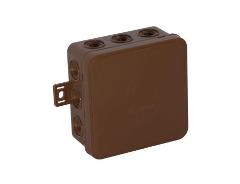 Puszka natynkowa pusta 12 wlotów VIPLAST V6 klik BRĄZOWA IP54 85x85x41mm 036-02