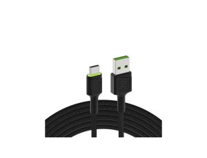 KABEL USB-A - USB-C Green Cell RAY 120cm ZIELONY LED QUICK CHARGE 3.0 KABGC06
