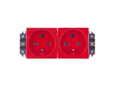 MOSAIC Gniazdo podwójne z/u 16A z blokadą czerwone 077342