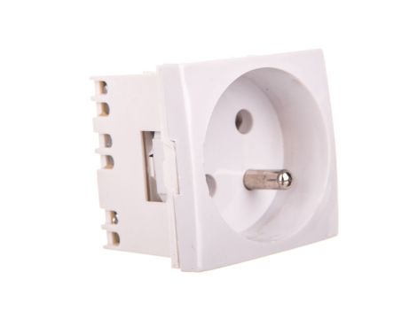 Gniazdo Z Uziemieniem Białe 45mmx45mm / 24546-W