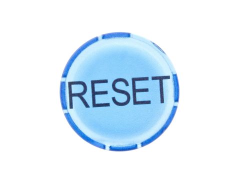 Soczewka przycisku 22mm płaska niebieska z opisem RESET M22-XDL-B-GB14 218336