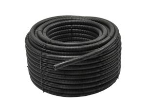 Rura karbowana elektroinstalacyjna RKGS 40/32,4mm giętka samogasnąca peszel z pilotem 750N PVC UV czarna 25m Tubifor