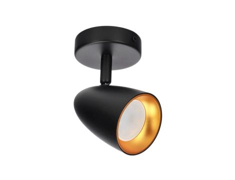 Pojedyncza punktowa oprawa sufitowa typu spot OVO 1 Black Gold, listwa, IP20, GU10, czarna, pierścień złoty EDO777237 EDO