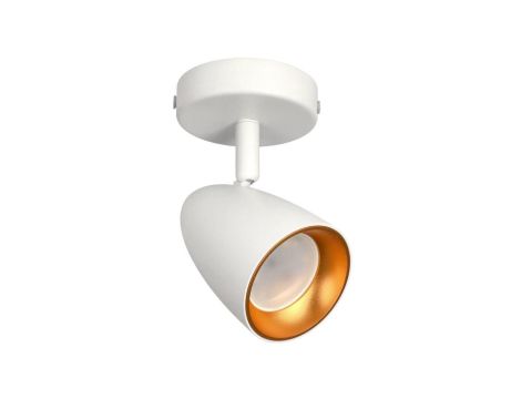 Pojedyncza punktowa oprawa sufitowa typu spot OVO 1 White Gold, listwa, IP20, GU10, biała, pierścień złoty EDO777236 EDO